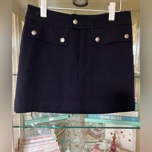 Like New Martin + OSA Navy Wool Skirt Button Detail Lined Size 6